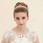 Silver Plated Cubic Zircon Flower Tiara Crown For Women Wedding Hair Accessories