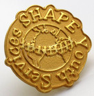 Shape Youth Services Lapel Pin Gold Tone Kids Holding Hands Around Globe