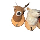 Wool Animal Tree Trunk Wall Hooks For Nursery kids  Set Of 3  Goat  Fox  Deer 8   