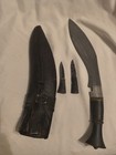 Vintage Kukri Khukuri Knife Horn Handle Leather Sheath Karda Chakmak Hand Engrav