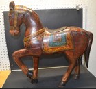 Antique vintage Asian Painted Carved Wood Horse