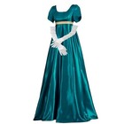 Satin Regency Dresses Victorian Dress 1700s Vintage Ball Medium Malachite Green