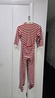 Vintage Jc Penney Youth M Footed Pajamas One Piece Butt Flap Striped Terrycloth 