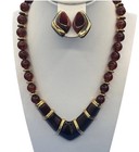 Vtg Napier Tortoise Shell Root Beer Lucite Collar Necklace   Earrings Set