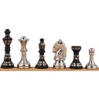 Staunton Inspired Brass Metal Luxury Chess Pieces   Board Set-12 -silver   Black