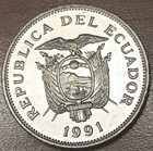 1991 Ecuador 20 Sucres Middle Of The World Unc 