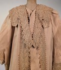 Victorian Late 19th C Girl   s Silk Shantung Coat W Lace Trim   Collar