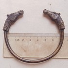 Ancient Bronze Bracelet Artifact Heavy Celtic Viking Horse Head Bangle