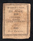 April 10  1777 6d Six Pence Pennsylvania Colonial Currency Note