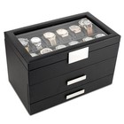 Glenor Co Watch Box With Valet Drawer For Men - 24 Slot Luxury Watch Case Dis   