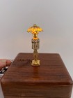 Vintage Dollhouse Miniature Filigree Table Lamp With Bead Fringe It Works Nos