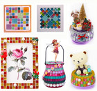 Mixed Color Mosaic Glass Tiles Shine Crystal Glass Pieces Bulk Square Glitter Cr