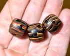 Antique Venetian Lampwork Semi Feathered Italian Stripe Eye Beads  African Trade