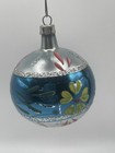 Vintage Glass Round Hand Painted Floral Christmas Tree Ornament Poland