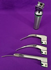 Welch Allyn Fiber Optic Laryngoscope Set - Model Mil 5072 - 3 Blades - Nob