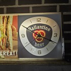 Vintage Ballantine Beer Lighted Clock With Advertising Sign Breweriana Neon Sign
