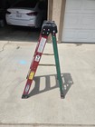 Used 4  Werner Fiberglass A Frame Ladder With Aluminum Steps Red And Black