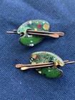 Vintage Matisse Copper Enamel Artist Palette Clip Earrings Signed Mid Century