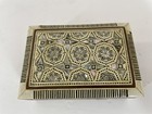 Vintage Egyptian Inlaid Wood Mother Of Pearl Jewelry Trinket Box Hinged Lid Red