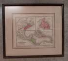 Hand Colored 1844 Atlas Map Engraved Sherman Smith - West Indies  Mexico  Canada