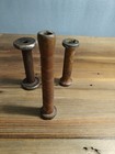 3 Antique Industrial Textile Wood Bobbin spools Farmhouse Primitive Cottagecore