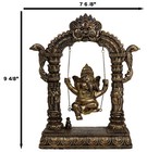 Hindu Supreme God Baby Ganesha Divine Child On Swing With Mooshika Mouse Statue