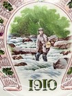 1910 Trout Fishing Calendar Plate Carnation Mcnicol-bf Scroggs Store-walton  ind