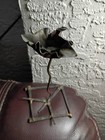 Vintage Brutalist Metal Flower Sculpture With Square Nail Base