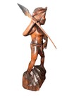 Vintage Hand Carved Wood Igorot Warrior Statue 15 5  Philippines Tribal Art