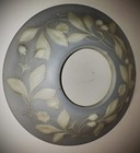 Scarce Antique 1933 Art Deco Sculpted Art Glass Lamp Shade Strawberry Blue Wash