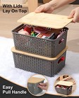  Storage Bins With Bamboo Lids Set Of 6 Lidded Storage Container Plastic Gray