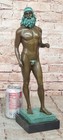 Vintage Greek God Bronze Sculpture Art Deco Figurine Special Patina Artwork
