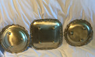 Cellini Romanesque Japan Gold Metal Serving 3 Pc Set Bowl   2 Platters 1968