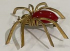 Red Bakelite Spider Pin Brooch 1930s Art Deco Vintage Antique Insect