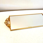 Matson Gold Tone Birds Nest Handle Filigree Dresser Vanity Mirror Tray Vtg 886