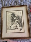 M  Soyer Lithograph  seated Young Female  Framed 20-100 Signed