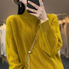Women s Half High Neck Knit Sweater Long Sleeve Loose Fit Pullover Top