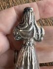 Antique Sterling Figural Lady Bride Needle Bodkin Case Sewing Regency Victorian