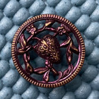Antique Victorian Tinted Metal Openwork Button - Strawberry Butterfly - 11 16   