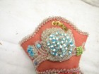 Antique Hand Beaded Pin Cushion Boot Heeled Shoe Sewing Notion
