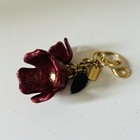 Coach Resin Pink Red Glitter Tea Rose Green Leaf Handbag Charm Keychain