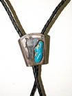 Vintage Zuni Sterling Silver Turquoise Bolo Tie Leather Horse