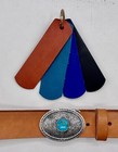 Sterling Silver Belt Buckle Bonfe Leather Handmade Turquoise Oval Italy