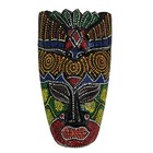 Set Of 10 Hand Carved Tropical Dot Painted Tribal Masks 6 Inch Wall Decor