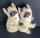 Vtg 1987 Pair Realistic Plush Siamese Cats Stuffed  Applause Avanti 11  Tall