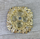 Vintage Shiny Gold Tone 4 Spot Lipstick Holder W rhinestones