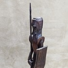 Art Nouveau Wooden Soldier W  Spear   Shield Hand Carved Folk Art 16       M