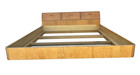 Henredon Scene Two Campaign King Bed Burlwood Oak Trunk Headboard Art Deco
