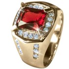 Garnet Emerald Cut With 14k Solid Yellow Gold Ring For Men s  80