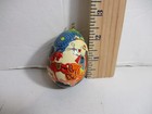 Vintage Russian Wooden Egg Hanging Ornament Hand Painted Santa Claus Sleigh 2 5 